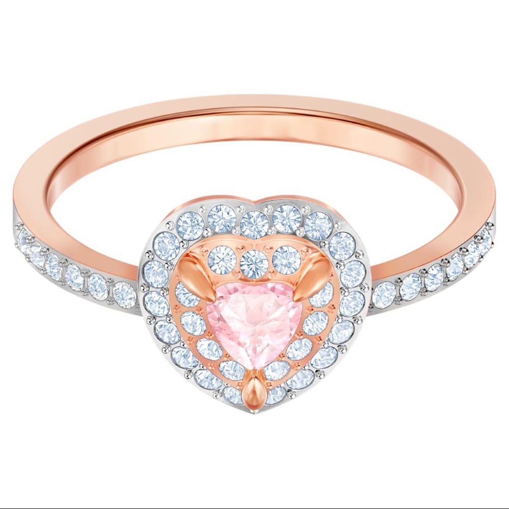 Swarovski rose gold heart ring size 5